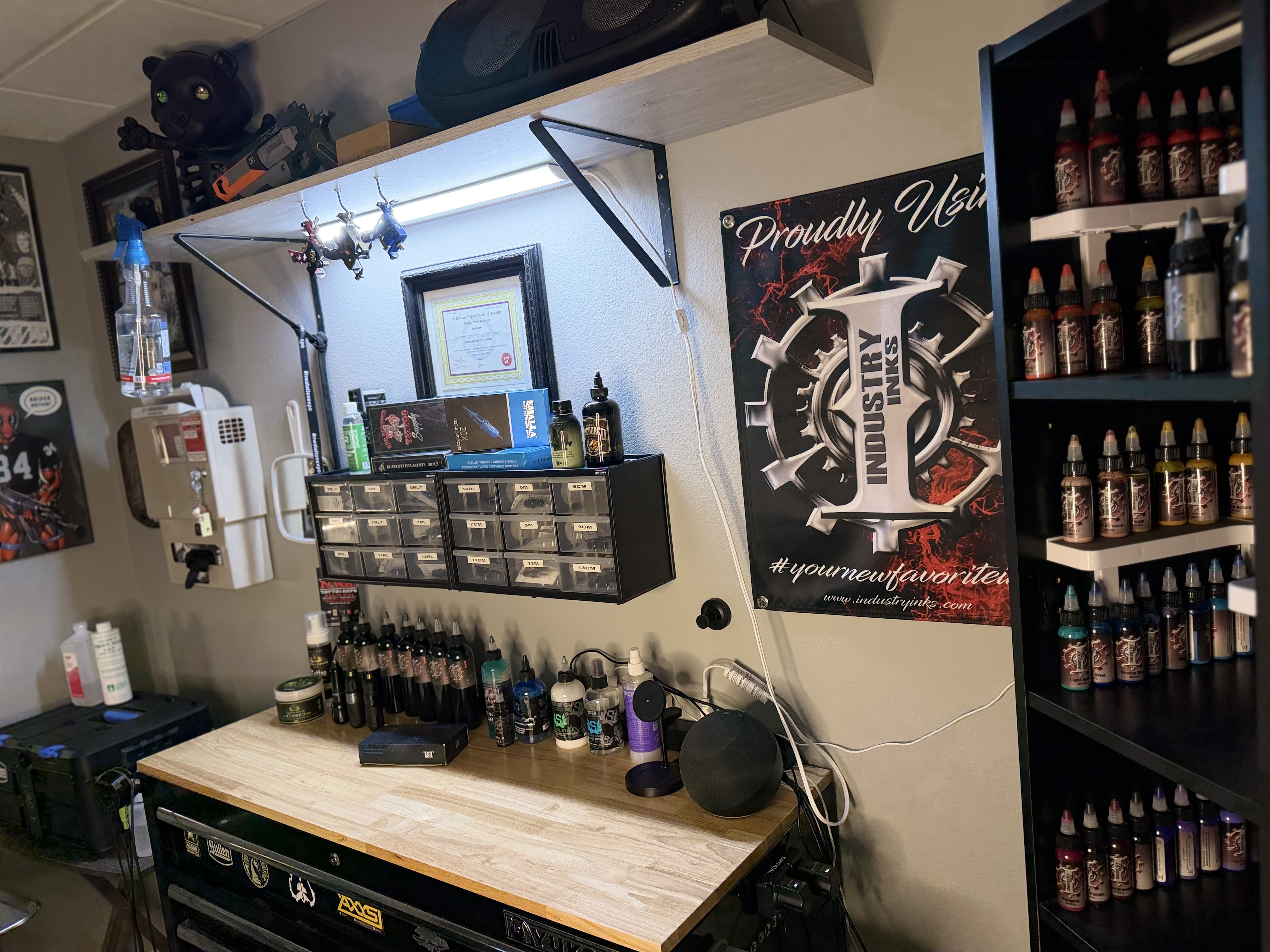 Tattoo station at Apex Tattoo Conway Arkansas